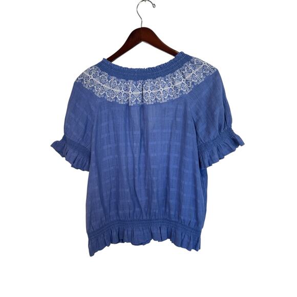 TORY BURCH Nina Short Sleeve 100% Cotton Peasant Blouse Size Large EUC $255 MSRP - Picture 5 of 8